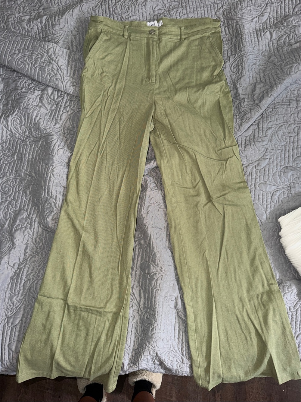 Princess Polly Sage Green Wide-Leg Trousers